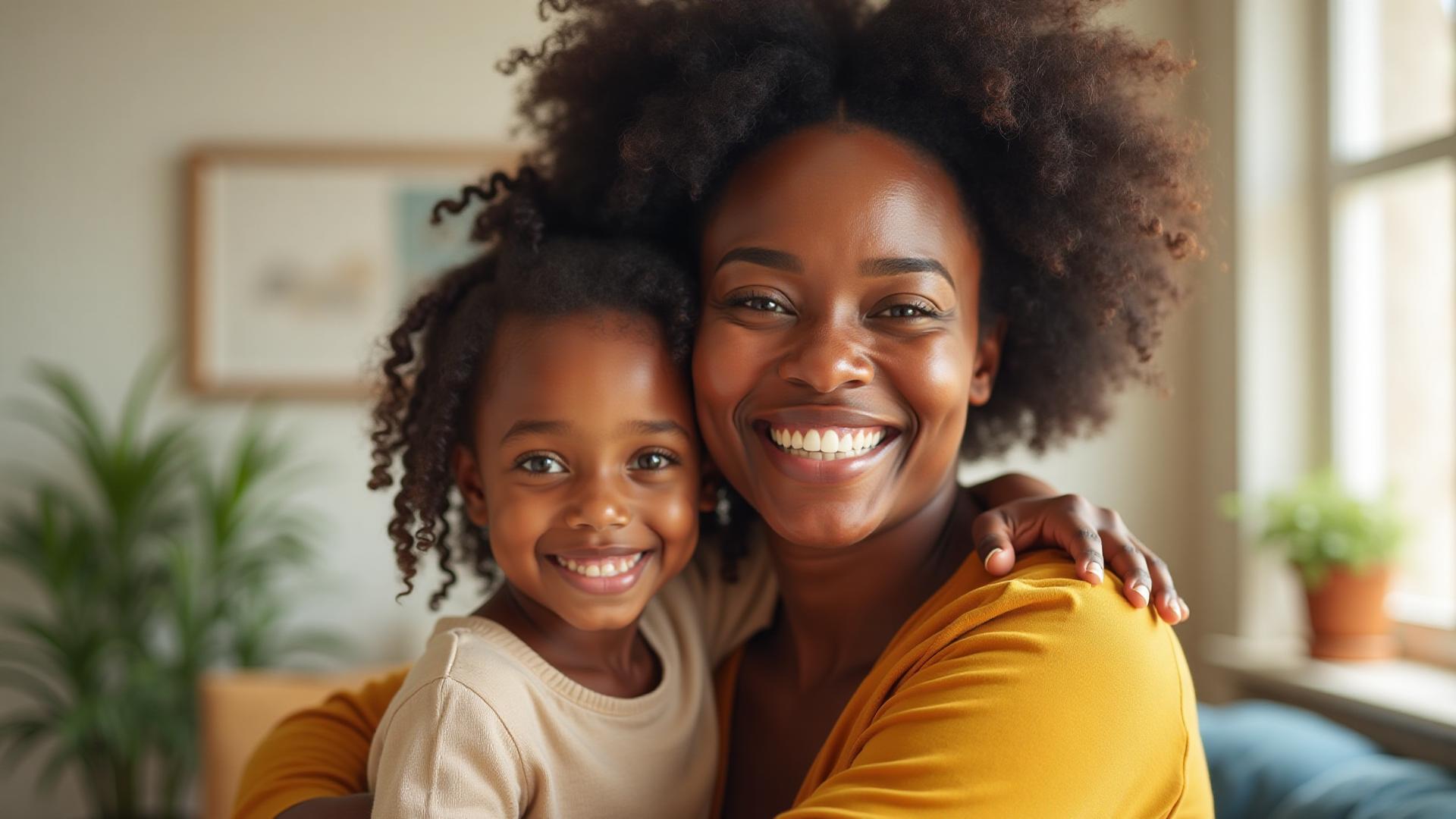 Single mother with her child